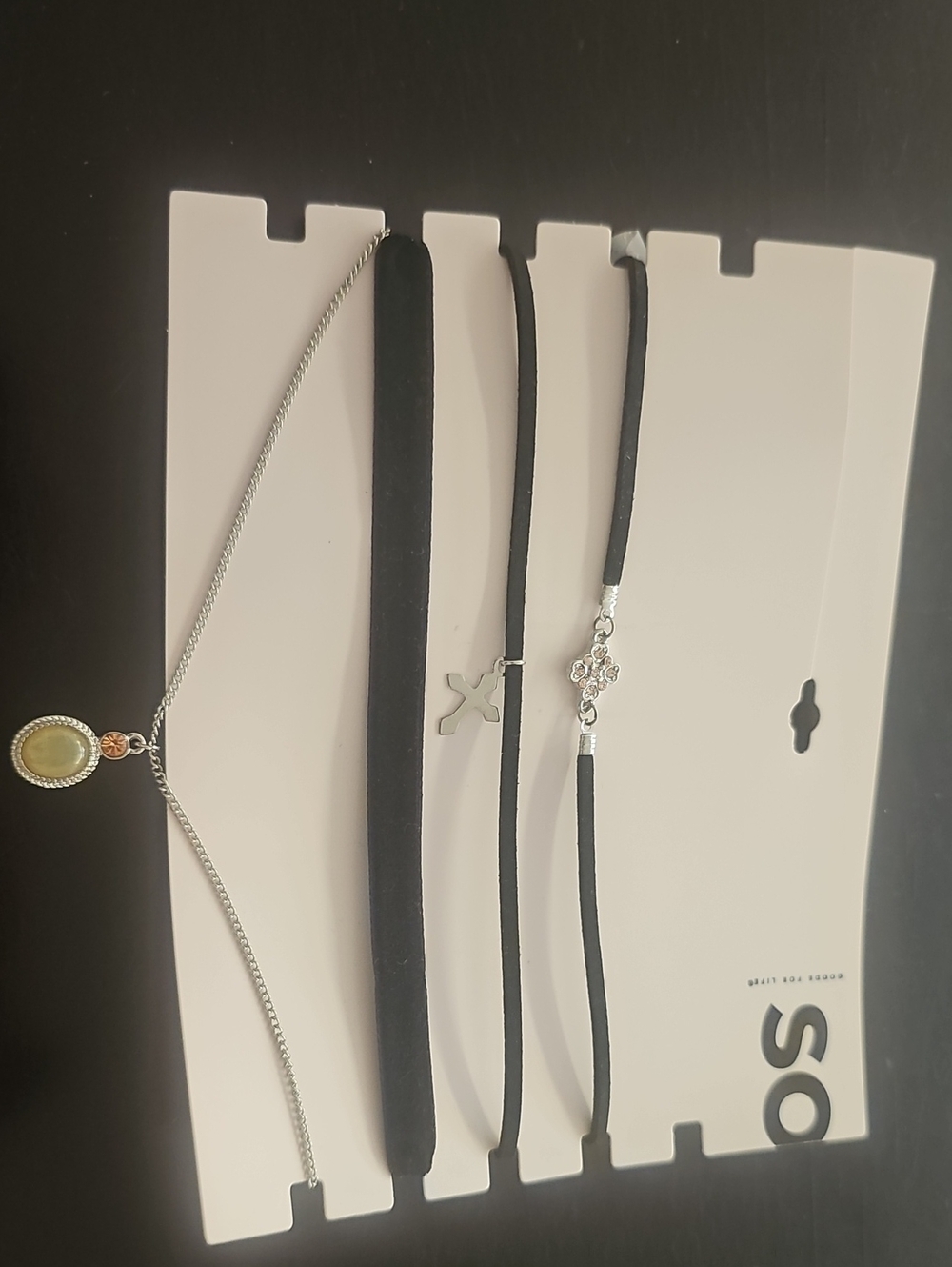Black Velvet & Silver Accent Choker Set with Pendant